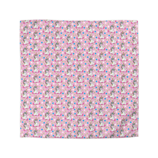 Unicorns on Pink Microfiber Duvet Cover