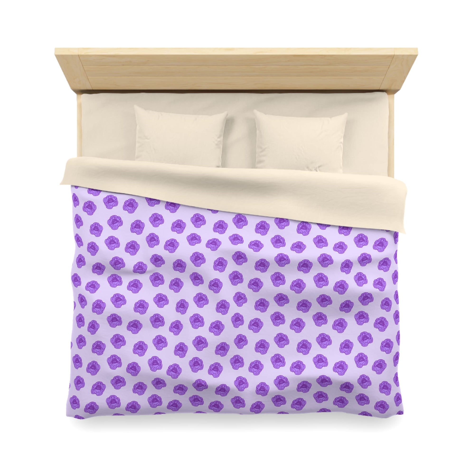 Lilac Mist Peonies Microfiber Duvet Cover