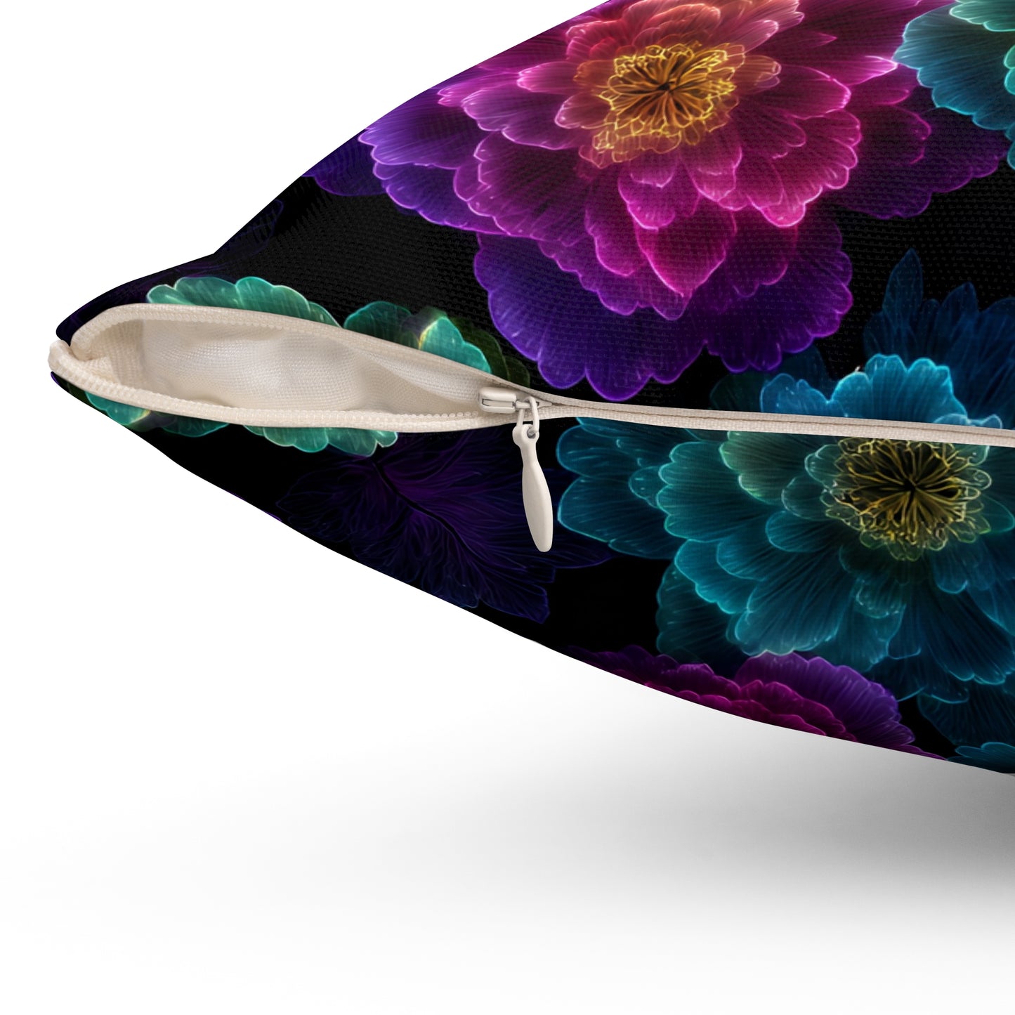 Neon Whisper Blooms Throw Pillow