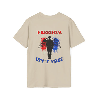 Freedom Isn't Free Saluting Soldier w/Wings Adult T-shirt