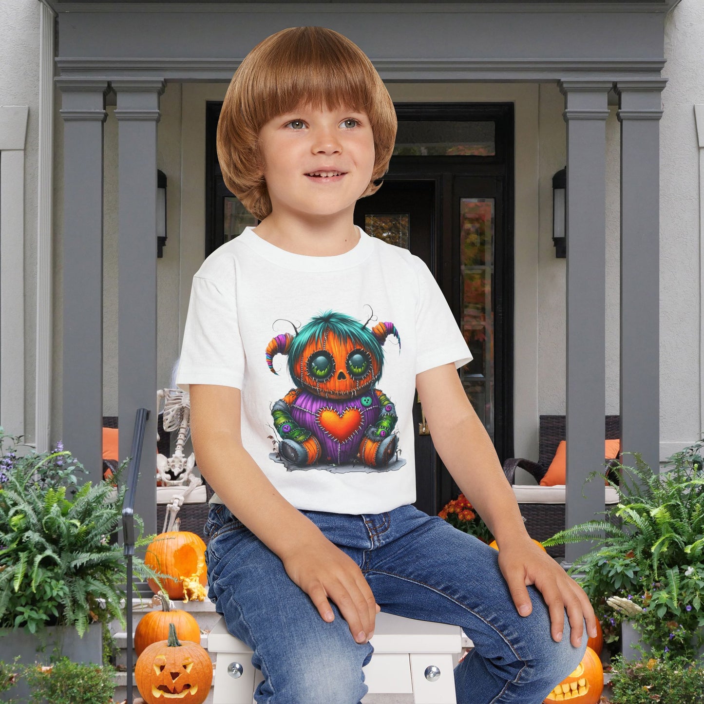 Patchwork Pumpkin Heart Heavy Cotton™ Toddler T-shirt