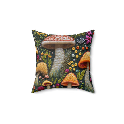 Whimsical Woodland Mushrooms Throw Pillow