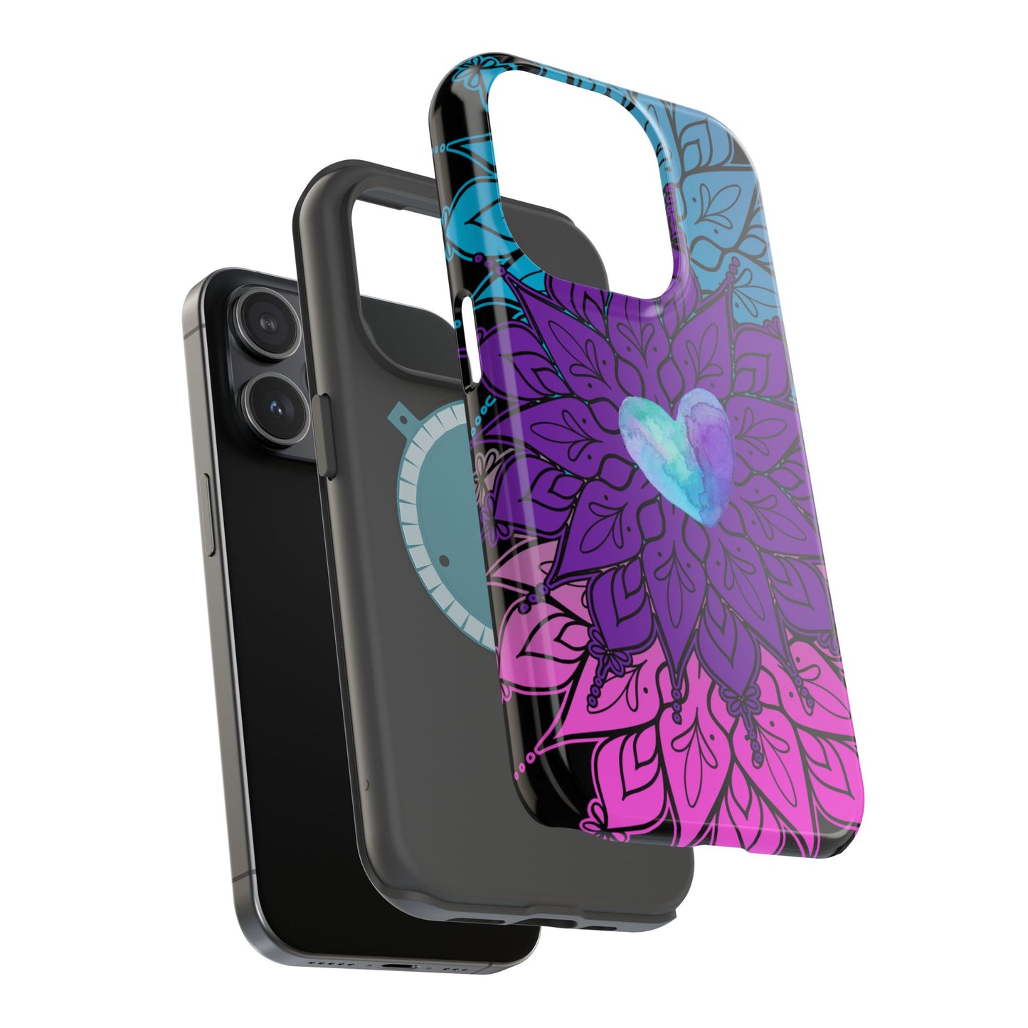 Colorful Mandala w/Heart MagSafe® Compatible Tough Case for iPhone