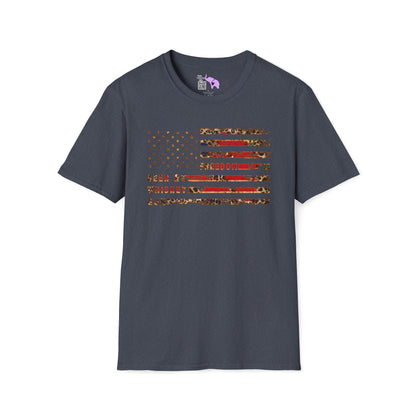 Freedom, Beer & Whiskey, Guns American Flag Adult T-shirt