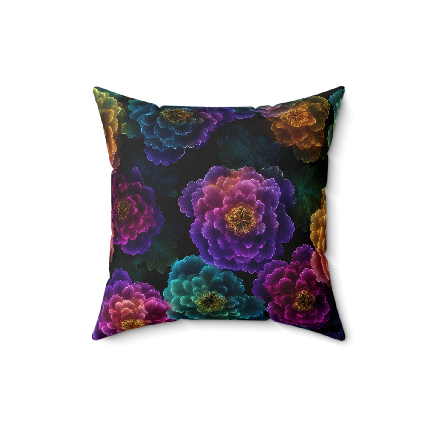 Neon Whisper Blooms Throw Pillow