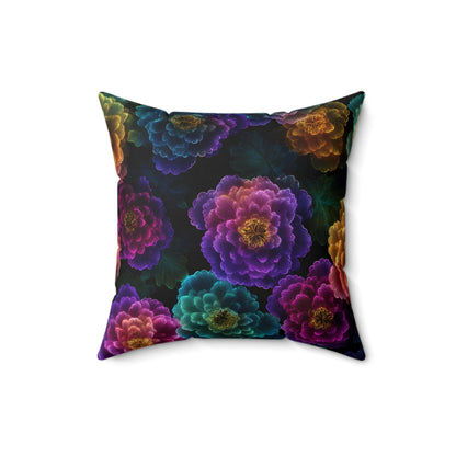 Neon Whisper Blooms Throw Pillow