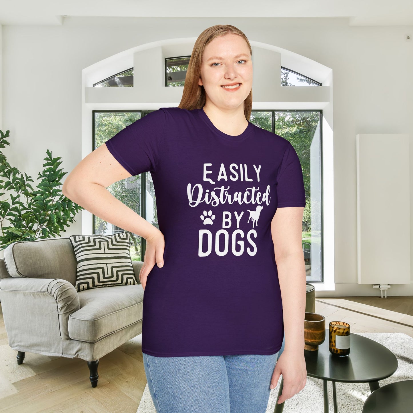 Easily Distracted By Dogs Adult T-shirt