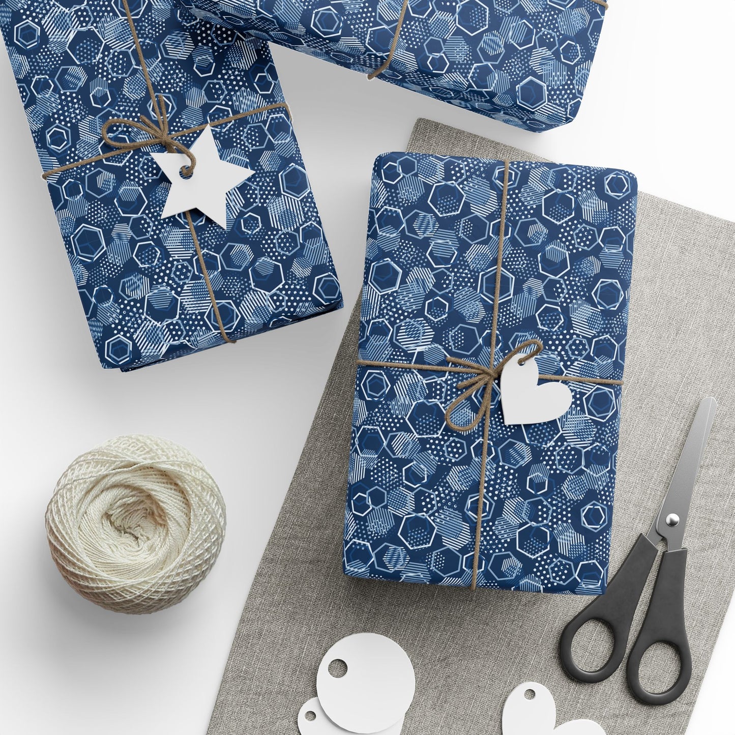 Blue Hexagons Gift Wrap for All Occasions
