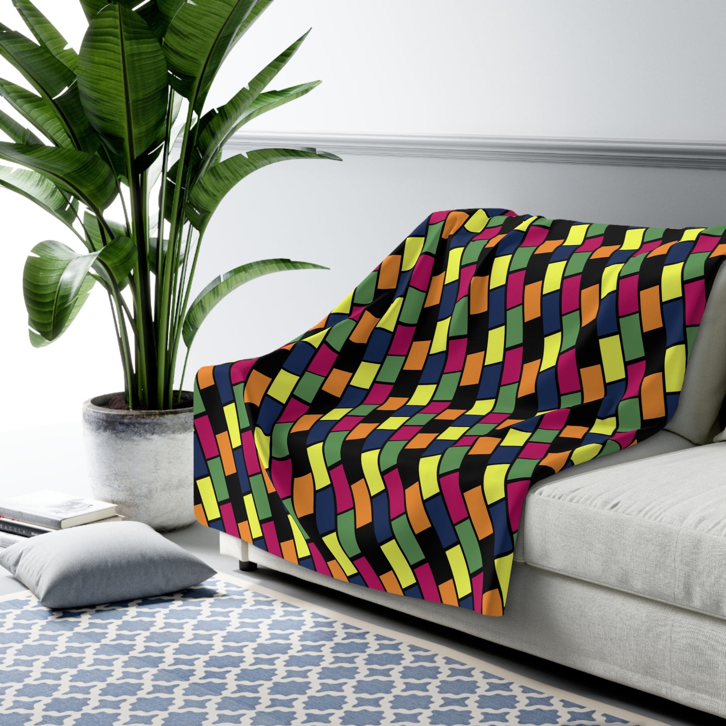 Colorful Bricks Sherpa Fleece Blanket