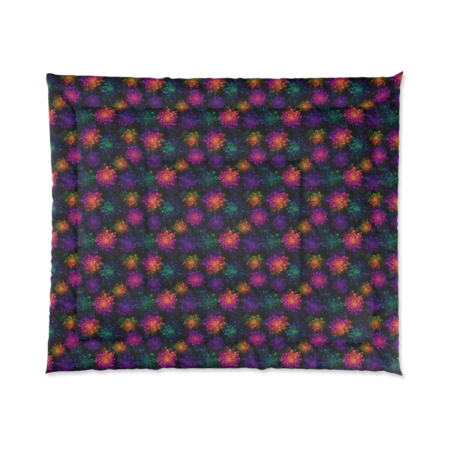 Neon Lotus Blooms Comforter