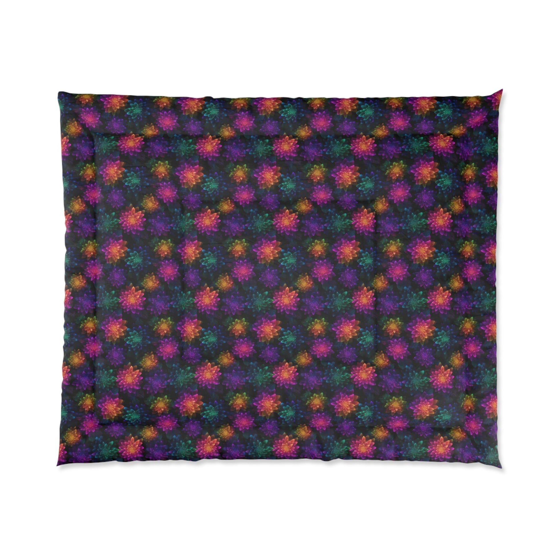 Neon Lotus Blooms Comforter
