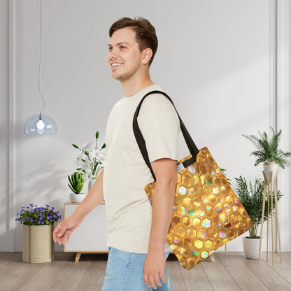 Golden Prism Grid Canvas Tote Bag