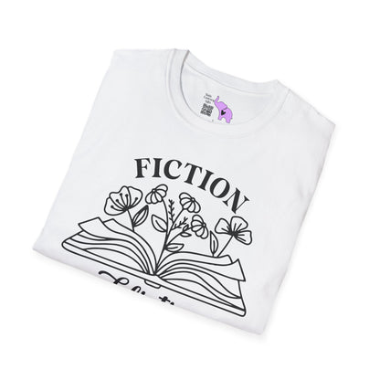 Fiction Addiction (Flowers, Open Book) Adult T-shirt