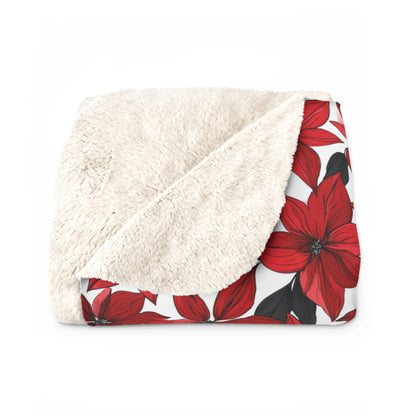Inked Poinsettias Fleece Blanket