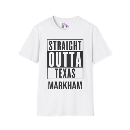 Straight Outta Texas (Light Colors, Black Text) Adult T-shirt