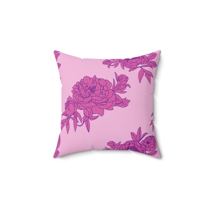 Bubblegum Bloom Peonies Throw Pillow