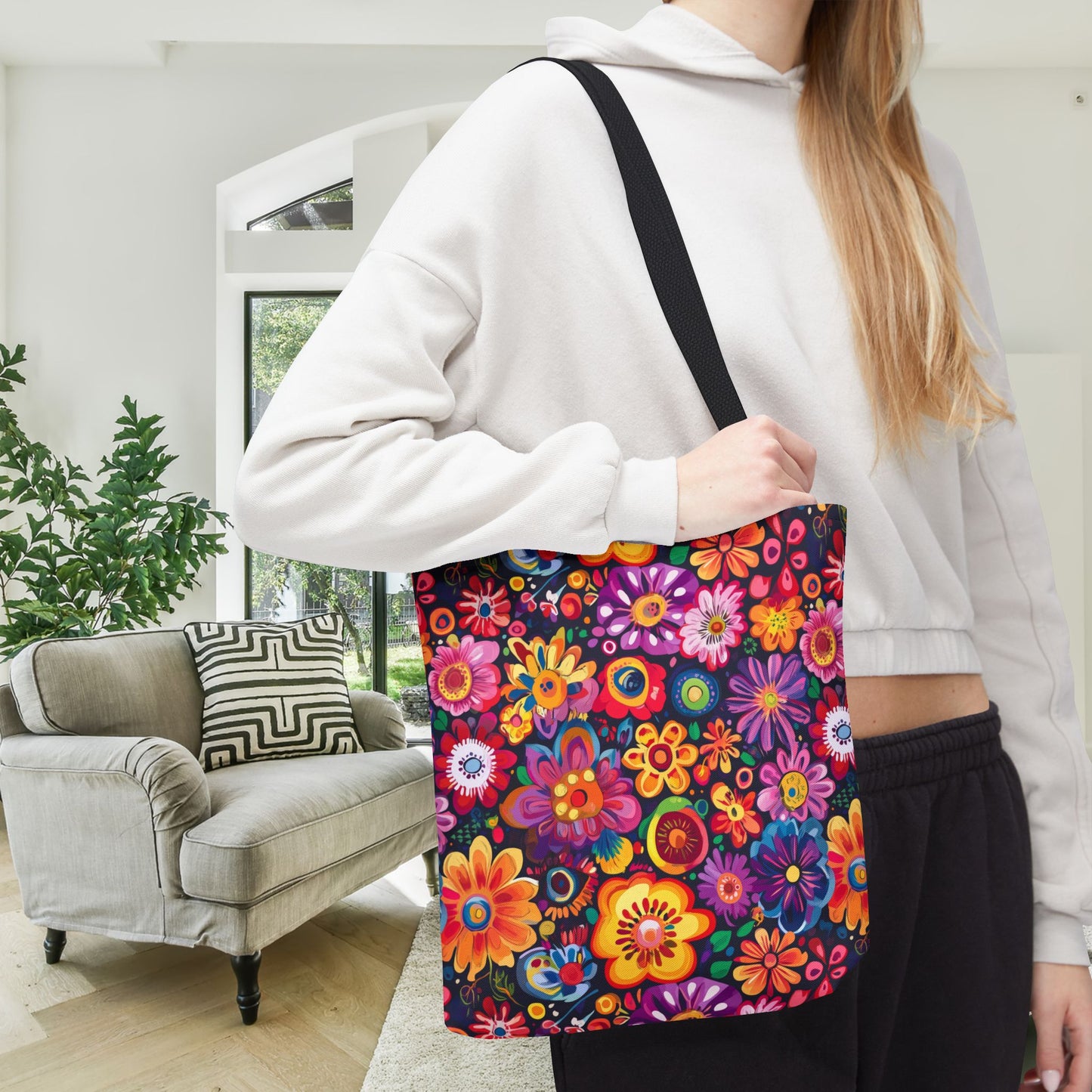 Floral Fiesta Canvas Tote Bag