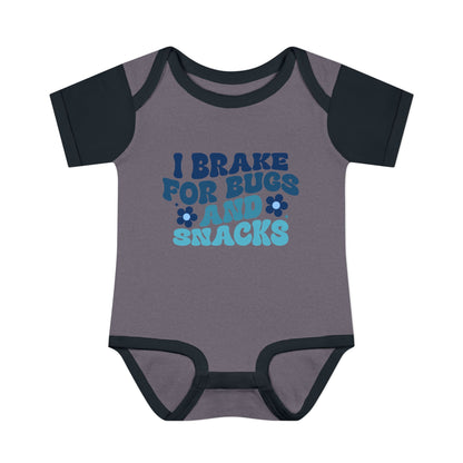 I Brake For Bugs and Snacks Infant Baby Rib Bodysuit