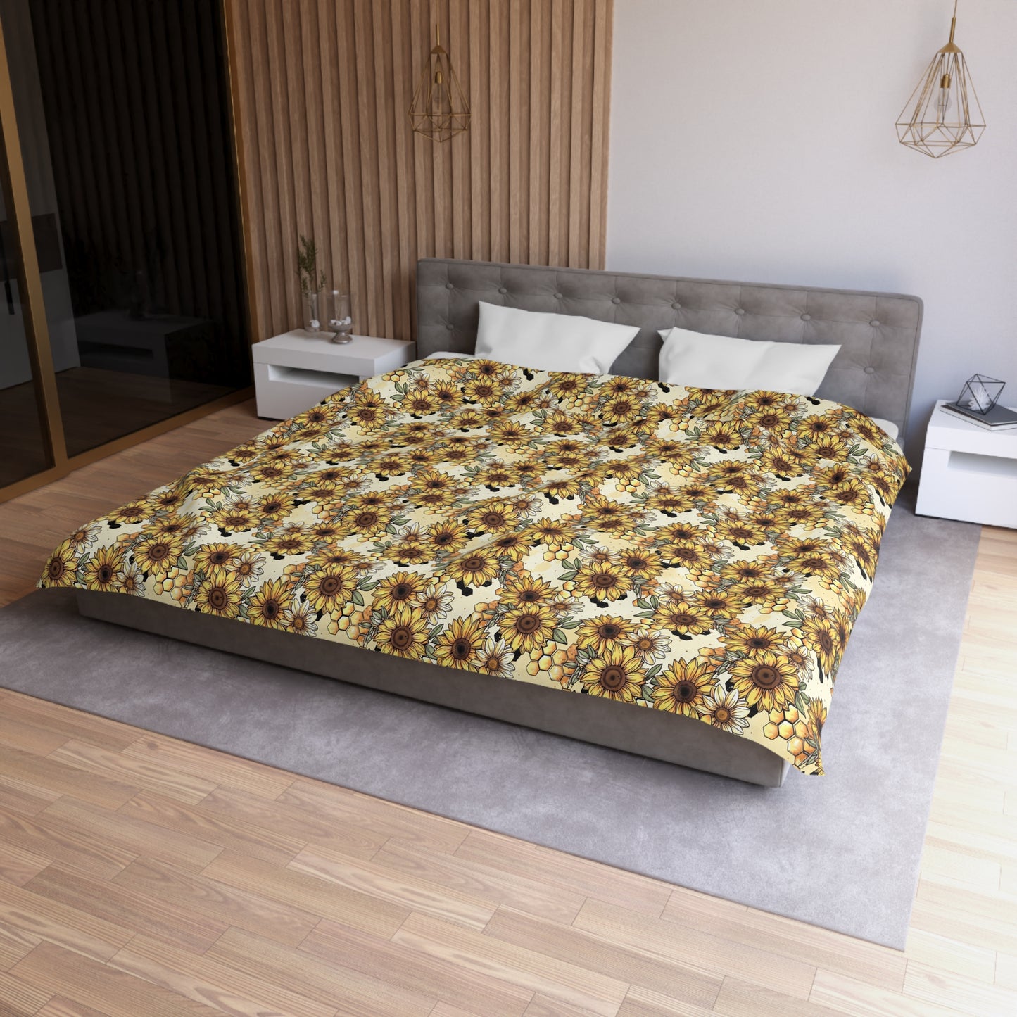 Honeycombs & Sunflowers Microfiber Duvet Cover
