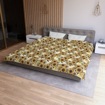 Honeycombs & Sunflowers Microfiber Duvet Cover