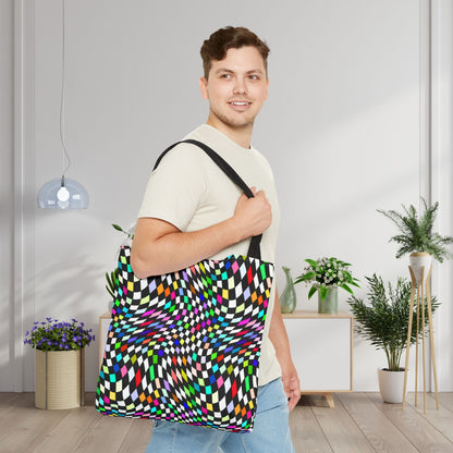Warped Colorful Checkered Canvas Tote Bag