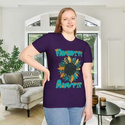 Favorite Auntie Teal/Gold Adult T-shirt