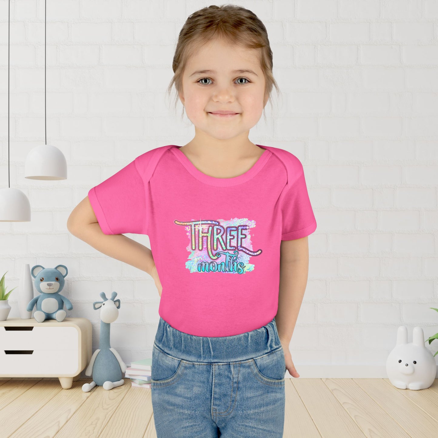 Pastel Wild One Milestone Baby Bodysuit-Three Months