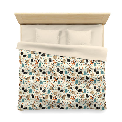 Whiskered Wonders Microfiber Duvet Cover