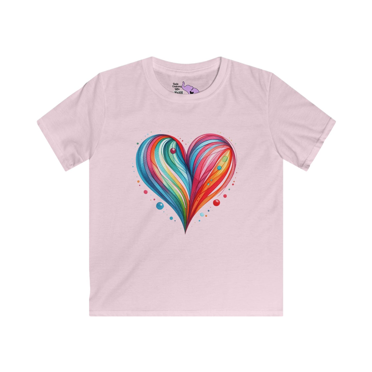 Blushing Rainbow Heart Youth Softstyle Tee