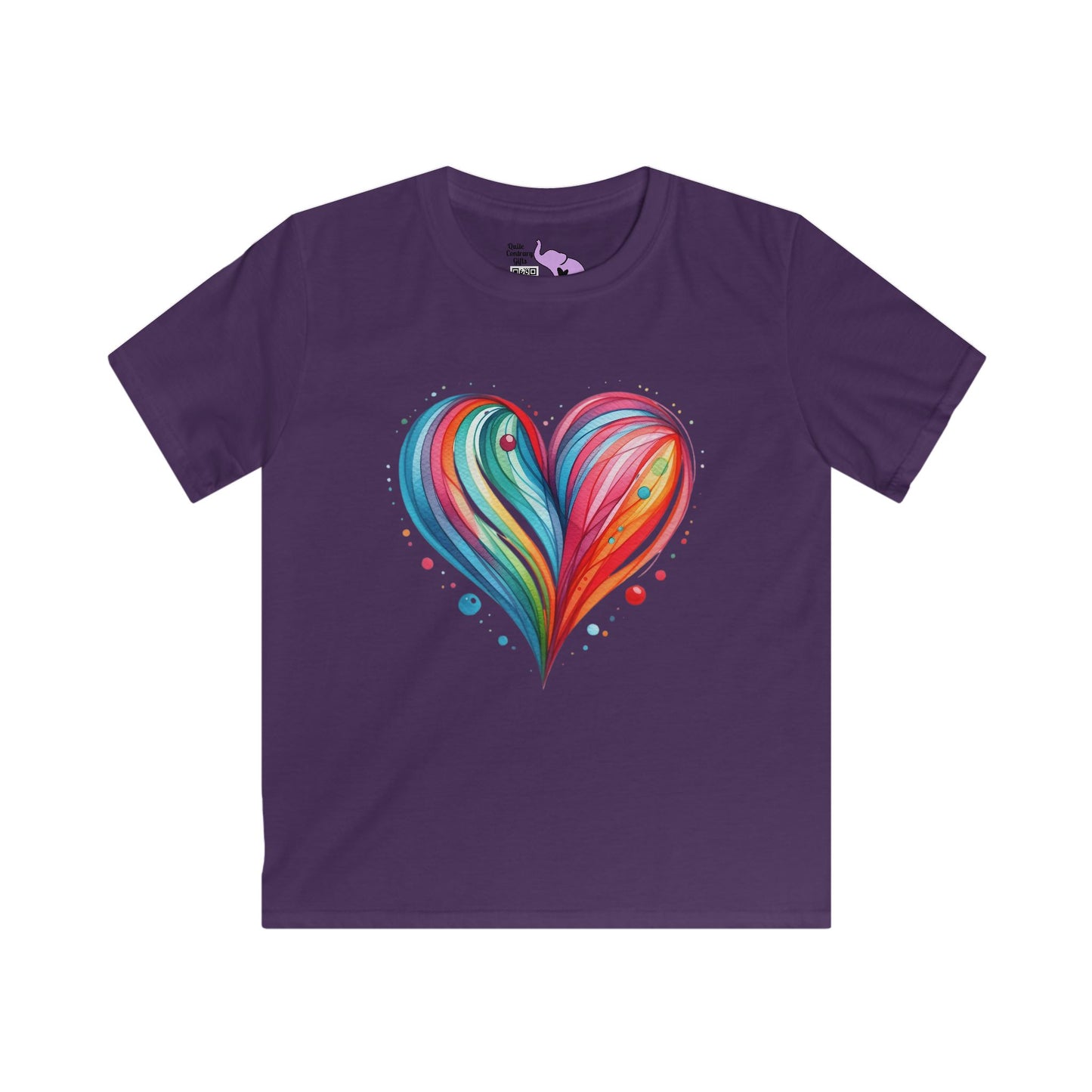 Blushing Rainbow Heart Youth Softstyle Tee