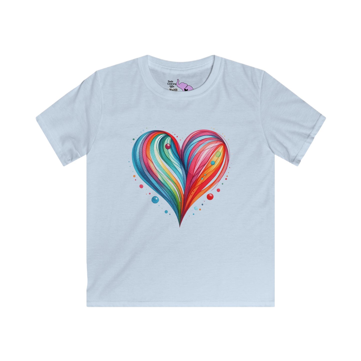 Blushing Rainbow Heart Youth Softstyle Tee