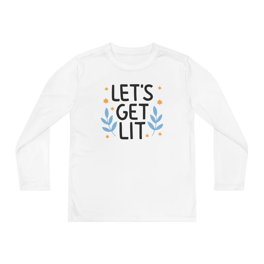 Hanukkah Let's Get Lit Youth Long Sleeve Tee