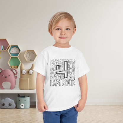I Am Four Typography Toddler Tee