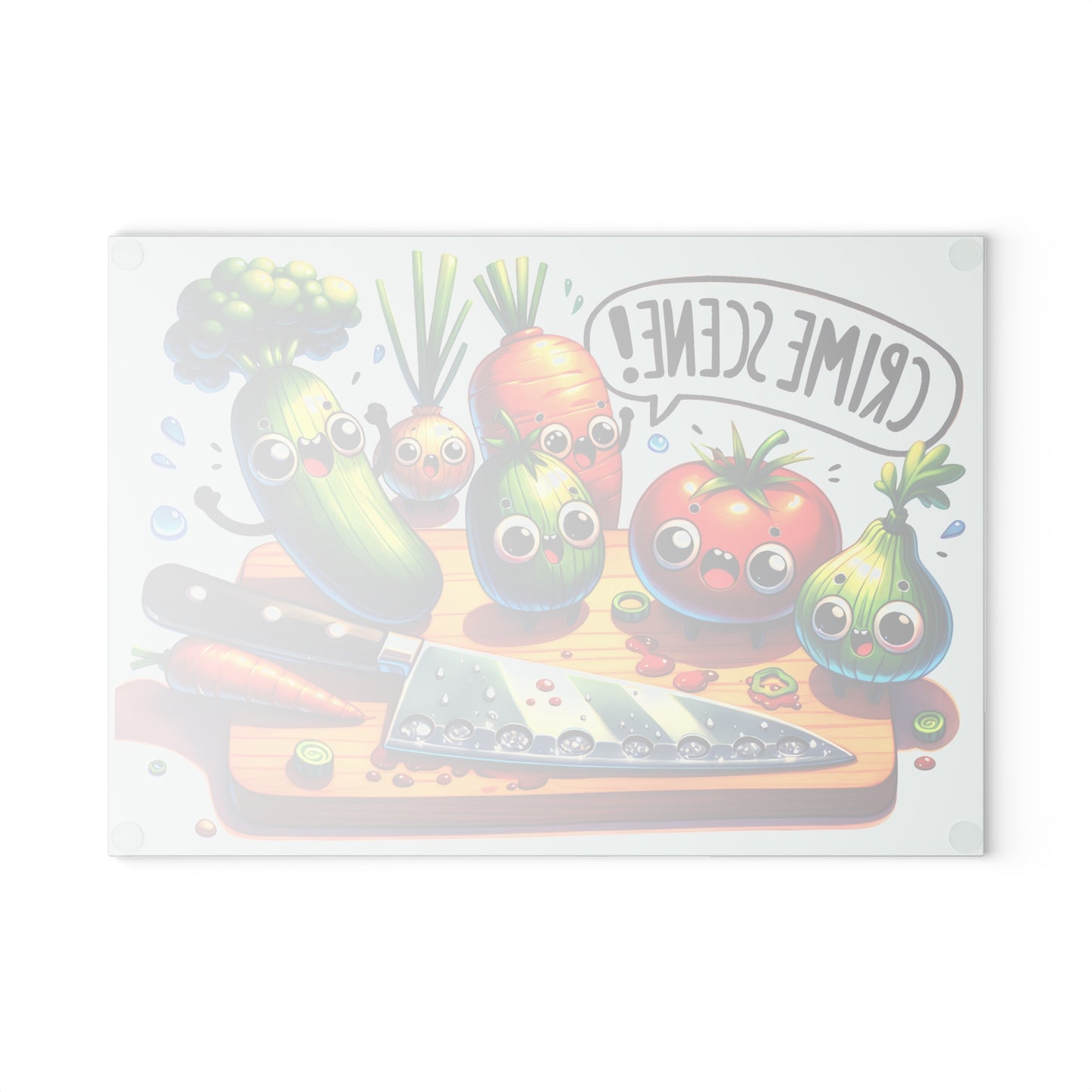 Kitchen Crime Scene Glass Cutting Board