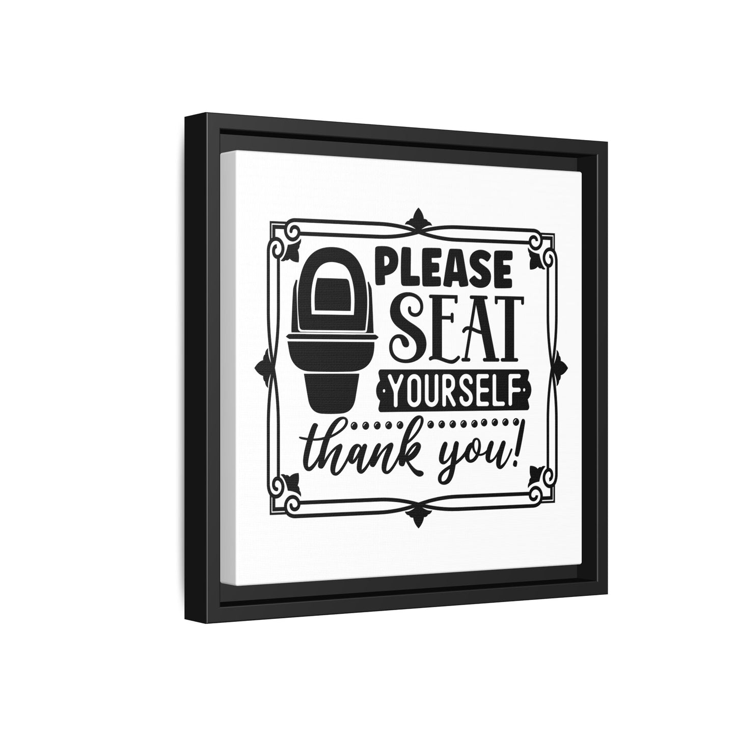 Please Seat Yourself Framed Canvas Bathroom Art