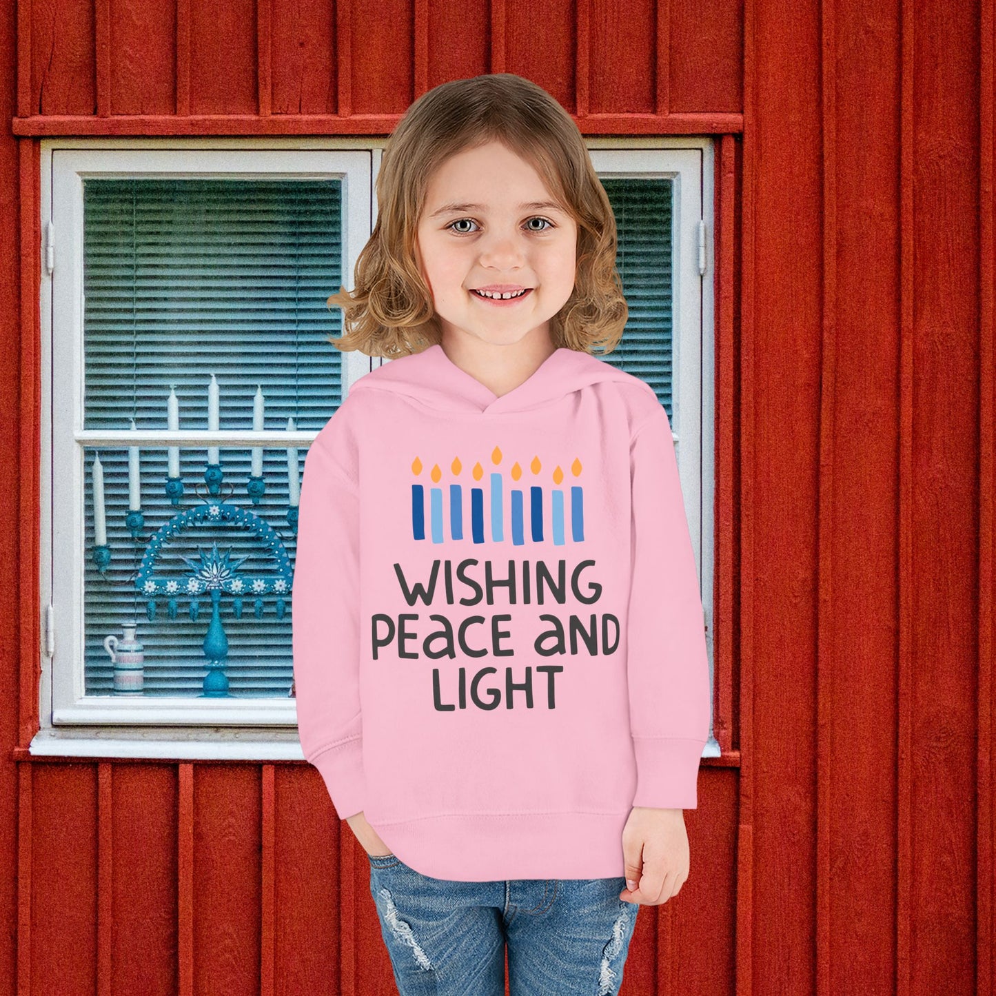 Hanukkah Wishing Peace & Light Toddler Pullover Fleece Hoodie