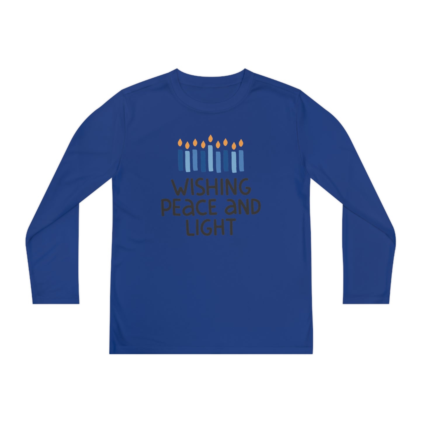 Hanukkah Wishing Peace & LIght Youth Long Sleeve Tee