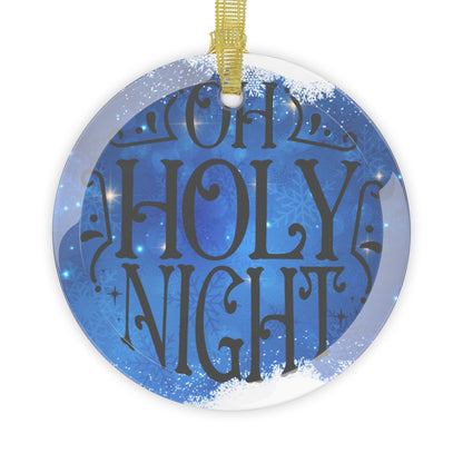 Oh Holy Night Starry Background Glass Ornament