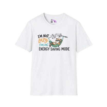 ""I'm Not Lazy, I'm On Energy Saving Mode (Racoon in Hammock) Adult T-shirt