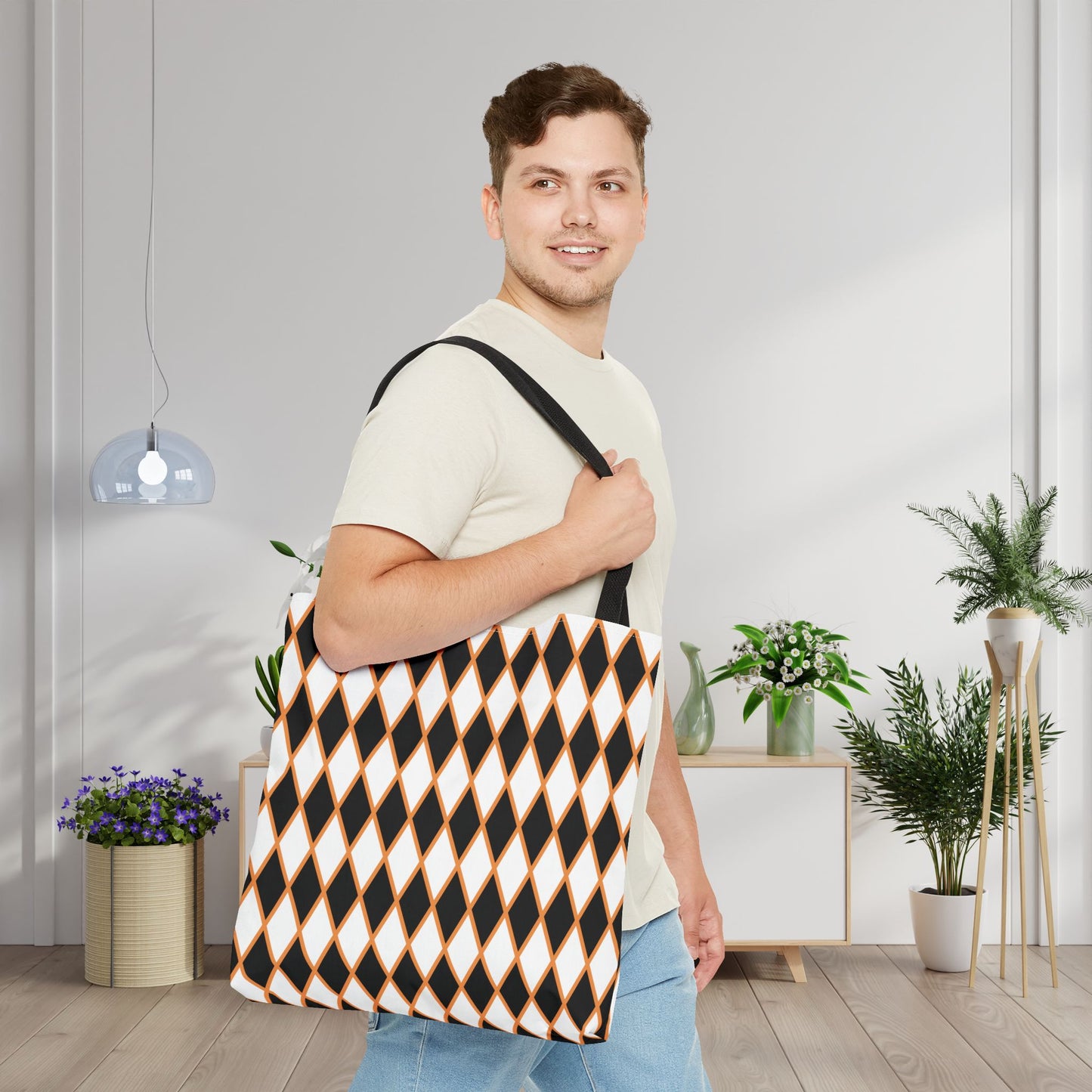 Midnight Ember Harlequin Canvas Tote Bag