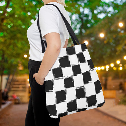 Distorted Check Canvas Tote Bag