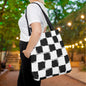 Distorted Check Canvas Tote Bag