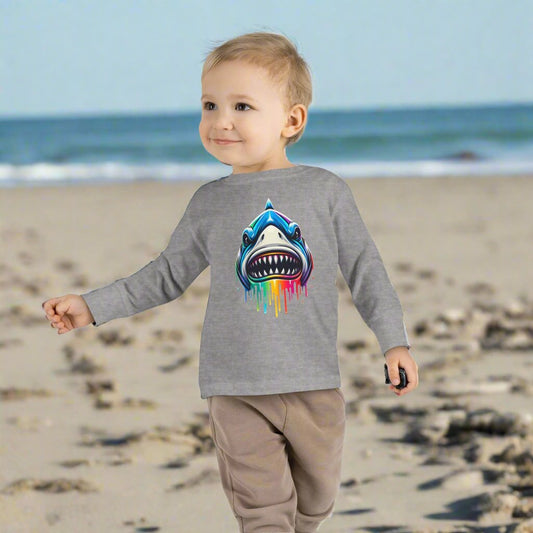 Colorful Shark Toddler Long Sleeve Tee