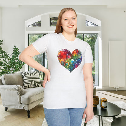 Color Burst Heart Adult T-shirt
