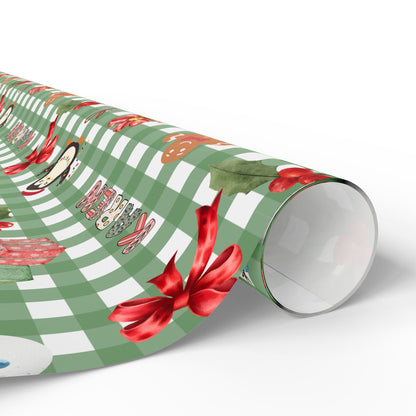 Green Checkered Christmas Custom Wrapping Paper (Karen)