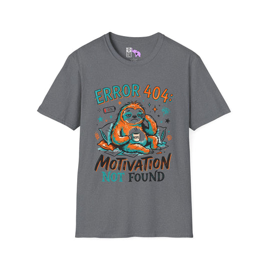 Error 404 Motivation Not Found (Sloth) Adult T-shirt