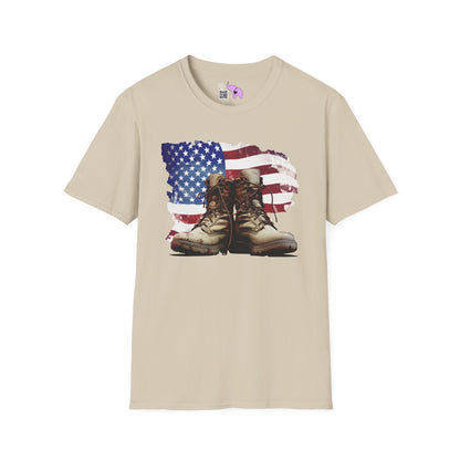 American Flag & Boots Adult T-shirt