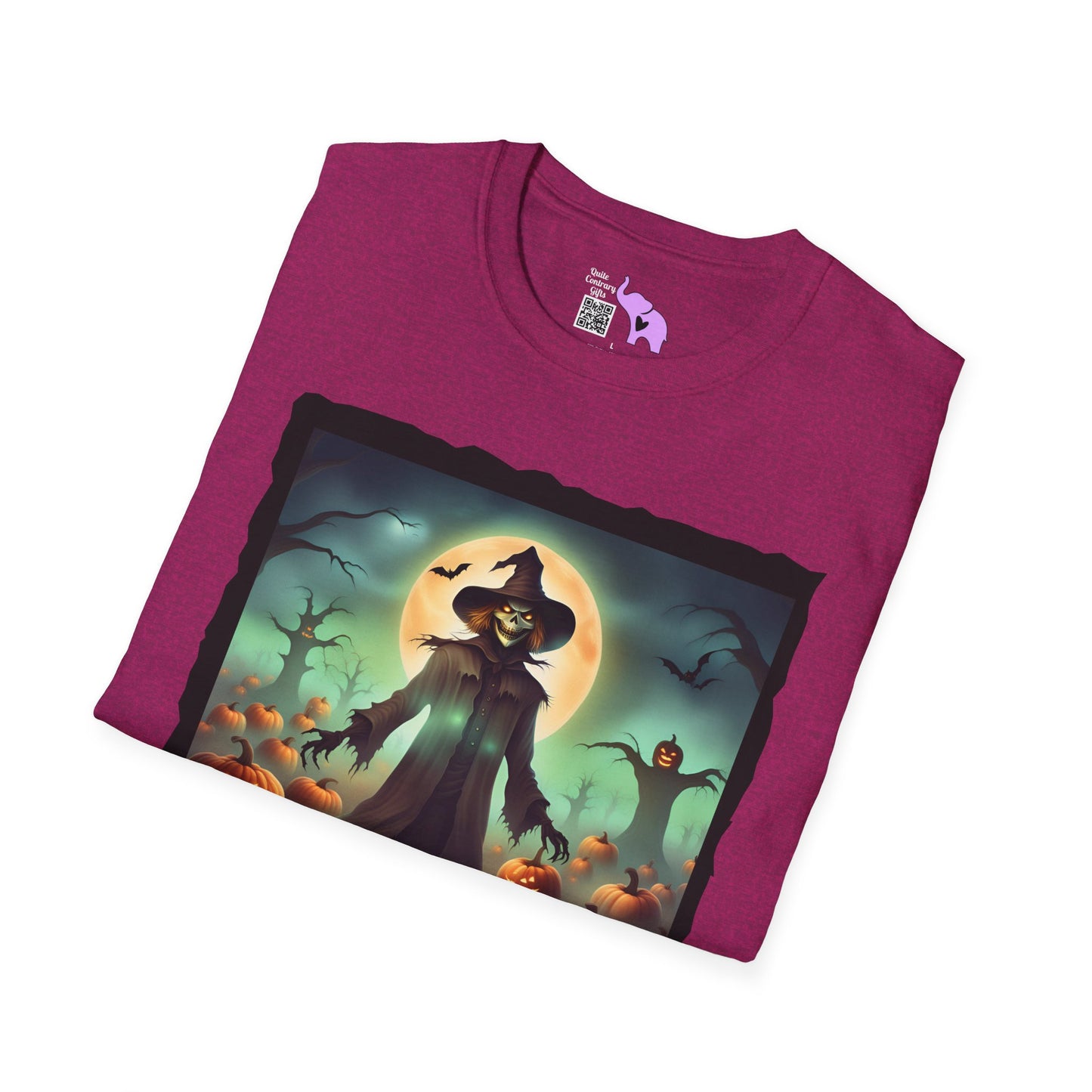 Halloween Scarecrow w/Pumpkins 4 Adult T-shirt