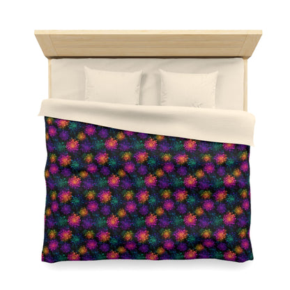 Neon Lotus Blooms Microfiber Duvet Cover