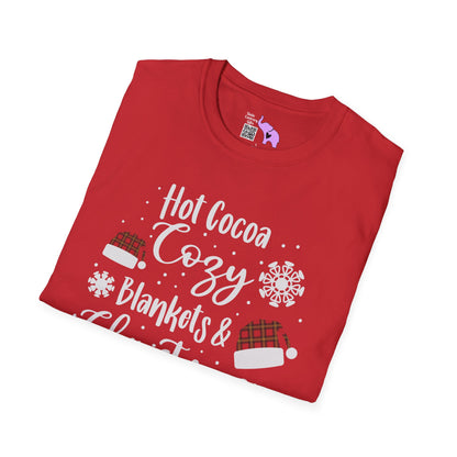 Hot Cocoa, Cozy Blankets & Christmas Movies Adult T-shirt